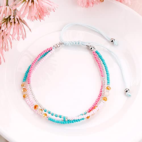 SUMMER LOVE Boho Bohemian Beaded Anklet Bracelets for Women Unique Colorful Pretty Beach Anklet,Handmade - color: Color 2#