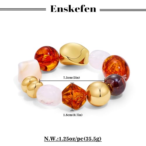 Multicolor Chunky Beaded Bracelet for Women Bold Acrylic Resin Stretch Bracelet Summer Beach Statement Bracelets Trendy Elastic Bangle Jewelry - color: Stretch bracelet