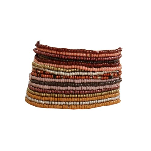 Fuqimanman2020 18Pcs Boho Stackable Beaded Bracelets for Women Colorful Handmade Multilayered Rice Beads Anklets Set Summer Beach Bohemian Jewelry Gift - color: Style 1 Brown