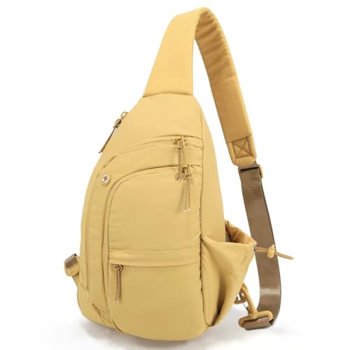 Sling Bag for Women, Anti-Theft RFID Nylon Crossbody Purse with Adjustable Strap for Travel & Shopping - color: Yellow