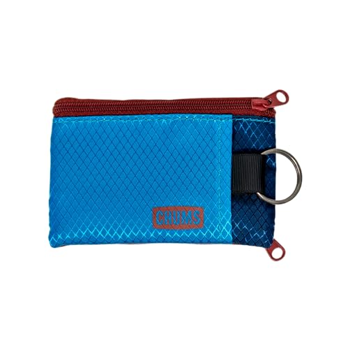 Chums Surfshorts Wallet - Solid Colors Collection, Lightweight Slim Wallet with RFID Blocking Card & Clear ID Window - Zippered Minimalist Wallet w/Key Ring - color: SURF/NAVY