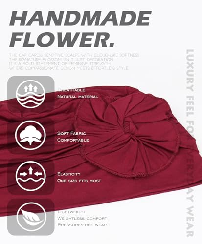Chemo Headwear for Women Cancer Patients Lightweight Head Coverings for Hair Loss Seasonal - color: Burgundy