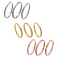 9 Pack Stackable Rings for Women - Dainty Titanium Steel Womens Ring, Silver, Gold, Rose Gold, Triple Band Design, Textured and Smooth Finish,Minimalist Thin Rings for Daily/Wedding/Party