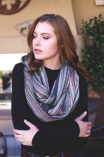 Anika Dali (15 Colors) Shimmer Sparkle Infinity Scarf, Women's Festival Bliss Lightweight Fashion Shawl - color: Monet Blue Scarlet