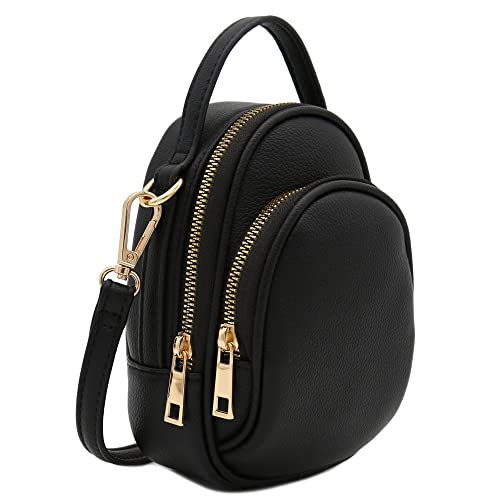FashionPuzzle Two Compartment Mini Crossbody Bag | Two Compartment - color: Black