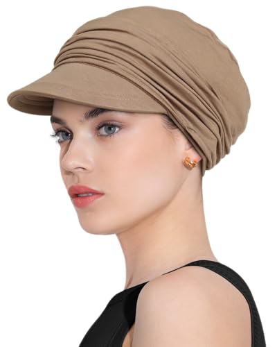 Chemo Headwear Viscose Newsboy Cap for Women Summer Hats - color: Beige