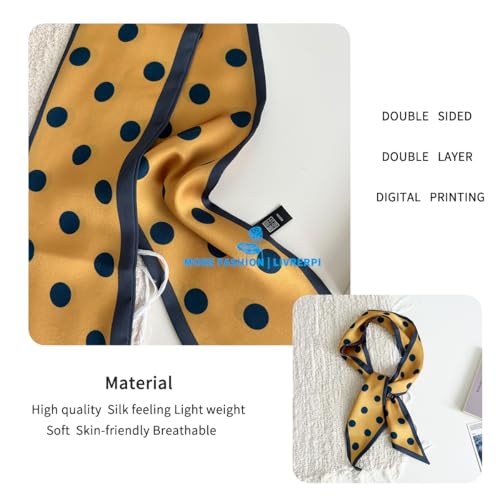 Hair Head Neck Bag Long Scarf Versatile Wrap for Women Soft & Lightweight for Everyday Chic - color: 5 Yellow Polka Dot 3.7 X 38 Inch