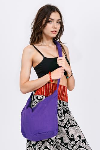 Your Cozy Hobo Sling Bags For Women Crossbody Bag Thai Top Handmade Shoulder Bag with Adjustable Strap - color: Purple