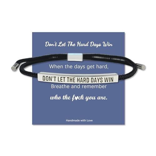 LINY Inspirational Gifts for Women Men, Dont Let The Hard Days Win Gifts, Motivational Inspirational Tube Bracelets Friendship Birthday Meaningful Gift for Friends Female - color: Dont Let-Tube Black+Silver