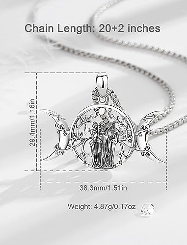 INFUSEU Mystical Hecate Triple Moon Goddess Necklaces, Divine Feminine Protection Gifts - style: Triple Moon Goddess - Tree of Life