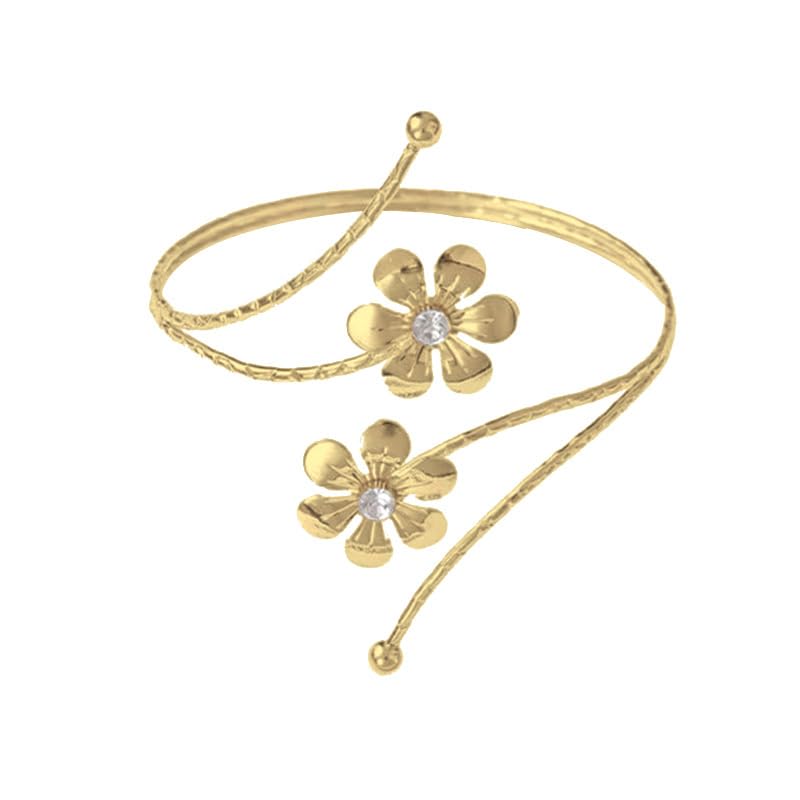 COLORFUL BLING 3PCS Upper Arm Bracelet Gold Silver Chunky Cuff Bracelets Flower Butterfly Armband Set for Women Irregular Minimalist Open Wide Coil Band Bangle Boho Jewelry - style: Set 3