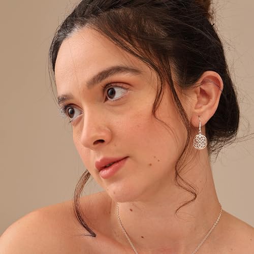 LeCalla 925 Sterling Silver Leverback Drop Earrings | Lightweight Celtic-Knot Filigree Heart Teardrop Dangle Earring for Women's Gift for Her - color: Two-Tone Celtic Knot with Customized Box