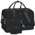 Weekender Bags for Women Overnight Bags with Shoe Compartment 21" Duffle Travel Bag for Traveling Weekend Gift 3pcs Set - color: A9-Nylon-Black