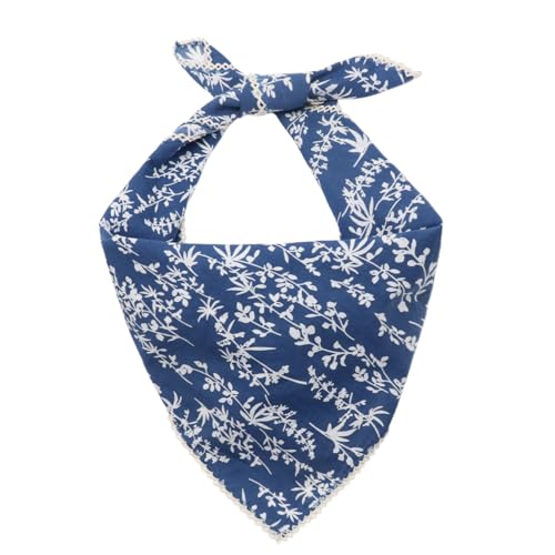 Floral Bandanas for Women Men, 27" x 27" Large Cotton Bandana Headband Head Wraps Hair Scarf for Beach Camping - color: Blue Floral-little Leaf