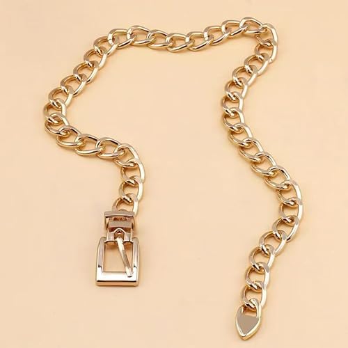 Chunky Chain Necklaces Women Statement Collar Necklace Gold Flat Snake Chain Choker Ribbed Design for Party, Dress Jewelry Gifts - color: B4:Gold Necklace