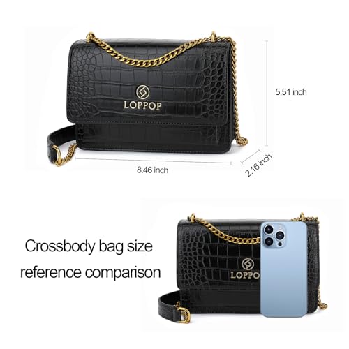 LL LOPPOP Women's Small Classy Crossbody Purse Top Handle Handbags Leather Satchel Bags for Women - color: C-black(2052)