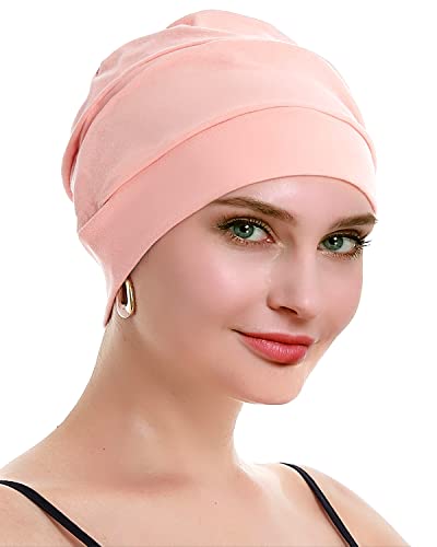 osvyo Cotton Chemo Turbans for Women Cancer Hairloss hat - Cotton Lightweight Headwear Sealed Packaging - color: Cotton Hot Pink