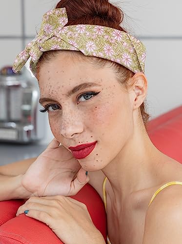 AVKA Studio 100% Cotton Bandanas for Women & Men, 2 Pack 20x20 Inch, 22x22 inch Hand Printed, Lightweight Cotton Handkerchief - color: Light Olive & Pink, size: 20 x 20 Inches