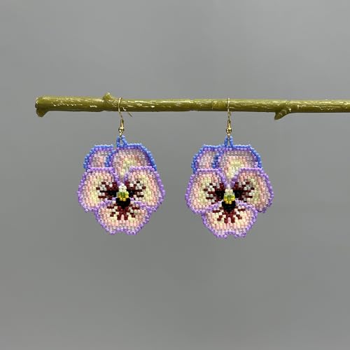Handmade Seed Beaded Earrings, Lightweight Boho Fringe Dangle Earrings, Glass Bead Drop Jewelry for Everyday Wear & Party, Women Gifts - color: Cat face-Pink