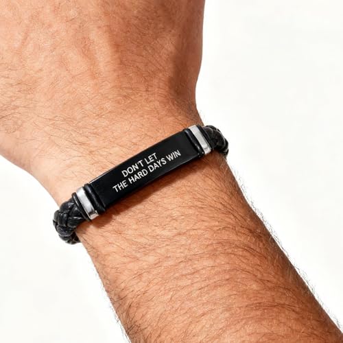 Dont Let The Hard Days Win Bracelet for Women Men Adjustable Engraved Bracelet Motivational Inspirational Bracelets Inspirational Little Words Project Gifts for Hard Times Jewelry Gift for Women Men - color: D: Silver+Black