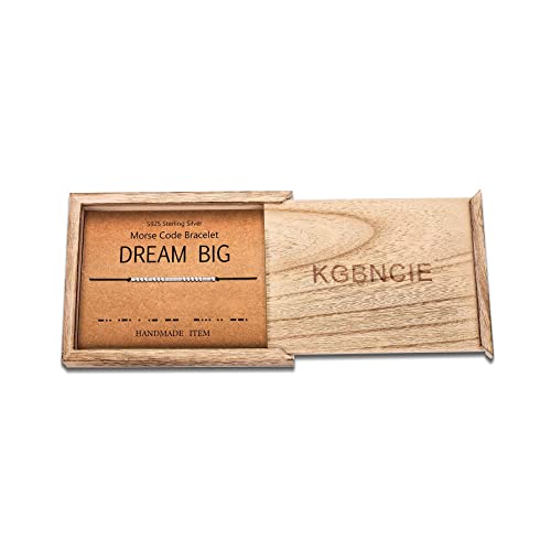 KGBNCIE Inspirational Gifts for Women, Morse Code Funny Gifts Bracelets for Women, S925 Sterling Silver Morse Code Bracelets Friend Gifts - style: 13 DREAM BIG