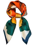 Silky Scarf for Women Lightweight Satin Bandanas Neck Hair Wrap For Sleeping Head Scarves 27.5" - color: A1 Blue Golden Ginkgo/27.5"