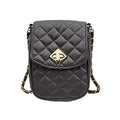 Phone Crossbody Bags for Women Small Vegan Leather Mini Shoulder Wallet Card Quilted Purse - color: B - Dark Grey & Gold