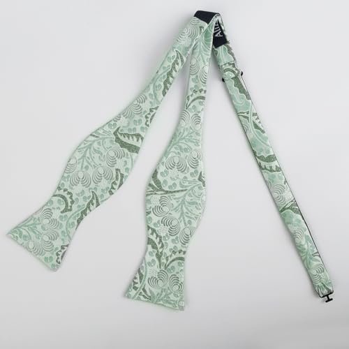 Alizeal Mens 2pcs Classic Floral Pattern Self-tied Bow Tie and Handkerchief Set - color: 035-sage Green