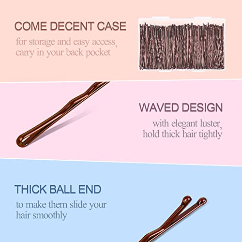 MORGLES 2 Inches Brown Bobby Pins Bulk, 120PCS Brown Hair Pins with Box for Women Girls - color: Brown（2inch)