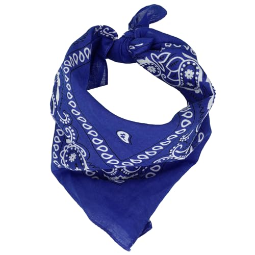 6 Pack Pure Cotton Bandana, Multi-Purpose Square Handkerchief, Face Mask headband for Men and Women - color: Royal Blue