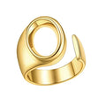 FindChic Customizable Initial Ring Statement 18K Gold Plated Fashion Cuff Rings for Women Alphabet Letter A to Z Resizable Knuckle Ring (with Gift Box) - color: O