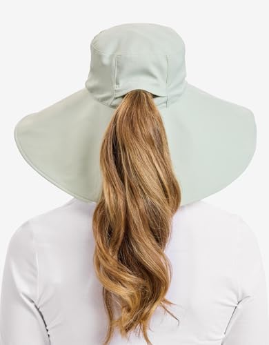 Solbari Ultra Wide Brim Sun Hat UPF 50+ Packable UV Sun Protection Hats with Full Coverage Brim - color: Coolgreen/Beige, size: Small-Medium
