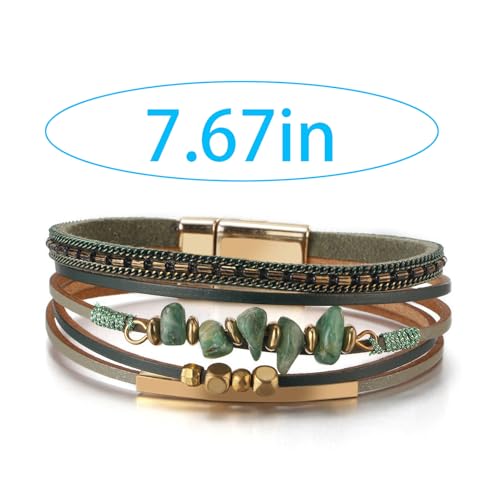 Turquoise Leather Wrap Bracelet for Women Cross Boho Beaded Stack Wrap Cuff Bracelets Stackable Crystal Bangle With Gold Silver Bohemian Jewelry Gift - color: whitecross
