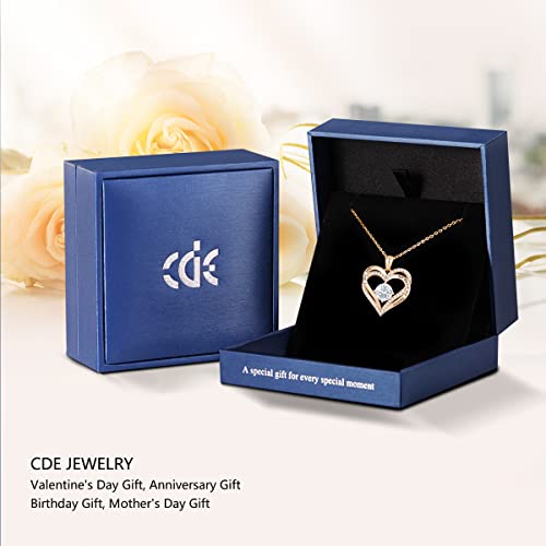 CDE Engraved Forever Love Heart Birthstone Necklace Jewelry Gifts for Women | Hypoallergenic,Nickel-Free & Lead-Free,3 x 3 mm 5A CZ Heart Pendant,Anniversary Christmas Birthday Gift for Girlfriend Wife - color: Birthstone-04-Apr, style: Rose Gold Plated-S