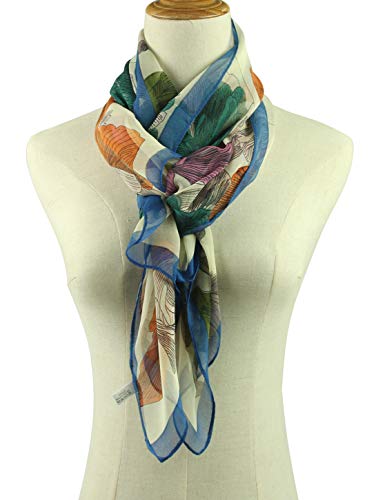 PANTONIGHT Long Chiffon Fashion Scarf Lightweight Chiffon Sheer for women - color: Flower 730