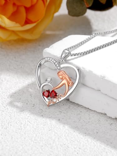 Mom Birthday Gift, Mom Necklace Birthstone Necklace, Anniversary Jewelry Valentine Mothers Day Christmas Birthday Gifts for Mom Women Her Wife Daughter - style: 01-01-Jan-Jan Birthstone