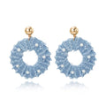 Coiris Bohemian Statement Dangle Earrings for Women Denim Leather Shells Pearl Polygonal Leaf Circle Drop Earrings for Women - style: Denim Pearl