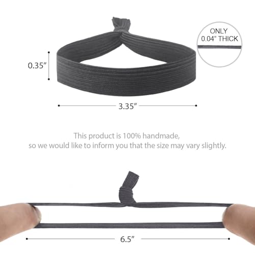 HAVHAF Knotted Mens Hair Ties - Charcoal, 5 Count. Wide(5 pcs), No damage Crease Breakage Man Bun Hair Tie Men with Long Hair, For Buns Curly Thick Elastic Hair Ties For Guys, Perfect hairtie For Men - color: Charcoal