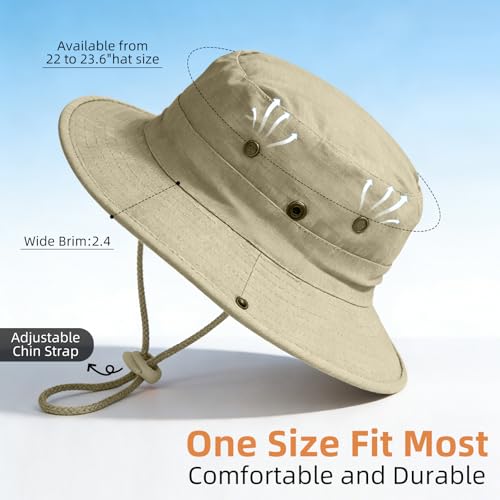 Sun Hats for Men Women Boonie Hat Foldable Fishing Hat UPF 50+ Bucket Hat for Fishing Hiking Garden Safari Beach - color: 1pack-beigesleeves