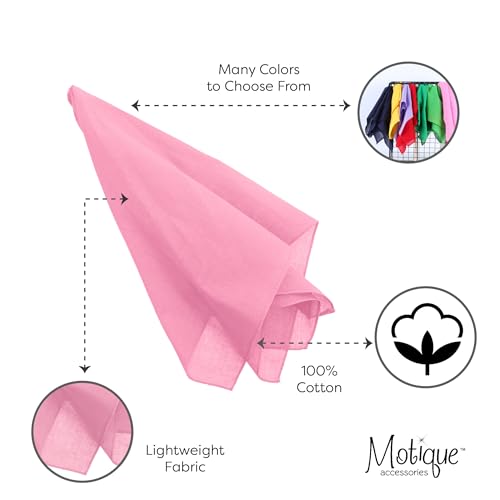 Motique Accessories Solid Color Bandana - Set of 6 Bandannas - color: Pink
