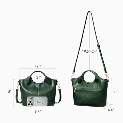 BOSTANTEN Vegan Leather Purses for Women Soft Top Handle Satchel Crossbody Zipper Handbag with Detachable Shoulder Strap - color: Dark Green