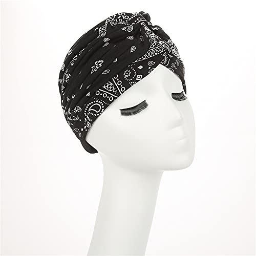 beauty YFJH Women's Cotton Turban Head Wrap Cancer Chemo Beanies Cap Headwear Cap Bonnet Hair Loss Hat - color: Black White Insect