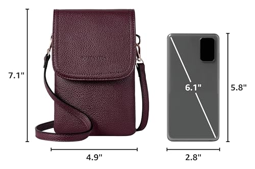 BOSTANTEN Vegan Leather Crossbody Bags for Women Designer Cell Phone Bag Wallet Purses Adjustable Strap - color: A-05-burgundy Red