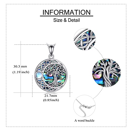 ONEFINITY Tree of Life Necklace 925 Sterling Silver Abalone Shell Celtic Knot Pendant Necklace for Women Jewelry - style: Abalone shell moonstone