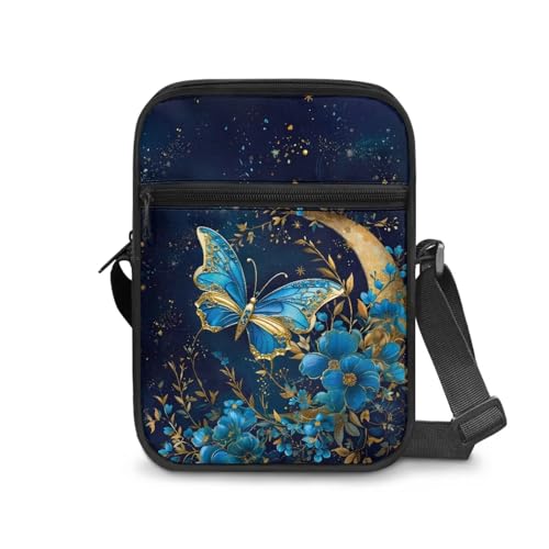 Womens Crossbody Bag Cell Phone Purse Wallet Small Shoulder Handbag for Workout Travel Gym - color: Butterfly Moon