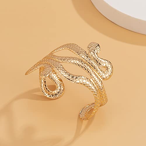 Caiyao Punk Exaggerated Viper Animal Serpent Swirl Snake Bangle Bracelet Gothic Open Adjustable Upper Arm Cuff Armlet Armband Bracelets for Women Men Bar Party Halloween Decoration Jewelry