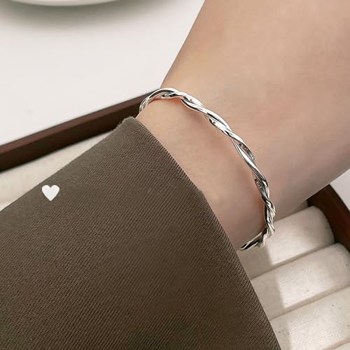 925 Sterling Silver Bracelets Open Adjustable Bangle Bracelet Teardrop Water Drop Cuff Bangles for Women - color: Pattern 5