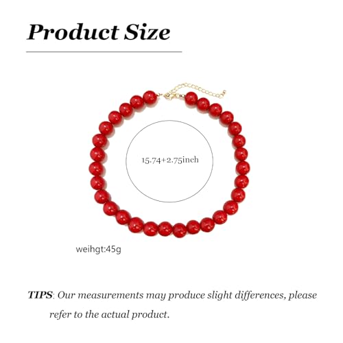 Red Beaded Necklace for Women Choker Gold Toggle Clasp Layered Stack Dainty Statement Western Boho Trendy Summer Vacation Necklaces Birthday Jewelry Gifts - color: B4:Red Beaded Necklace