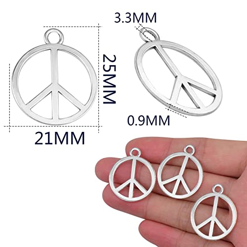 BronaGrand Sign Pendant Charms Alloy Peace Symbol Charms Peace Sign Beads Pendants Jewelry Charms Craft Supplies for DIY Necklace Bracelet Jewelry Making Accessory - color: Silver