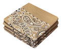 Classic Paisley Bandanas - 3 Pack Gift Set, 100% Cotton, 22x22 Inches - color: Tan